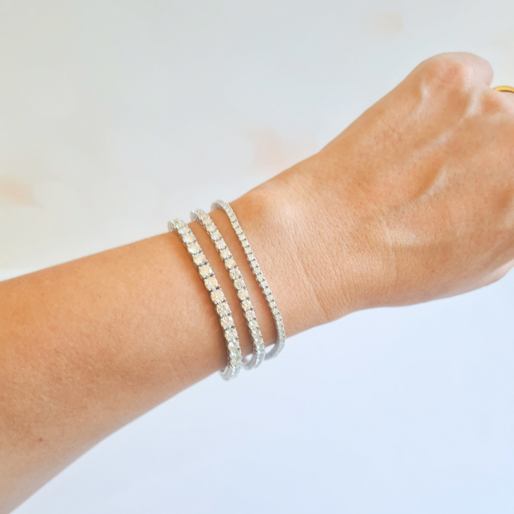 3mm Moissanite Tennis Bracelet in Sterling Silver