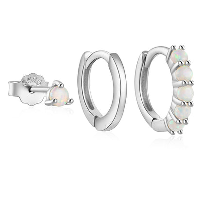 Opal Sterling Silver Earring Set