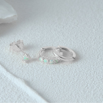Opal Sterling Silver Earring Set