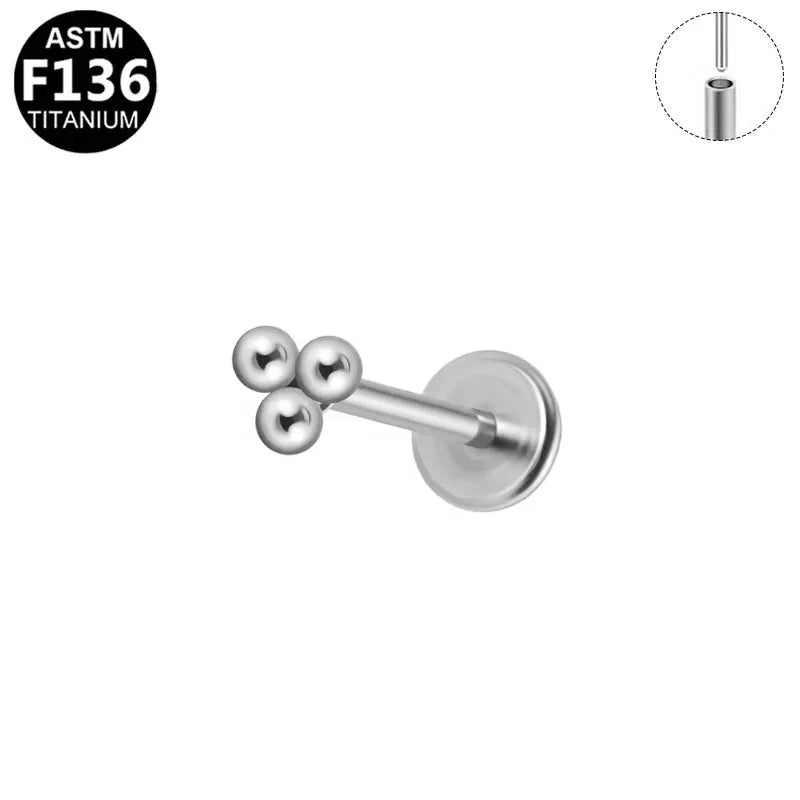 Three Little Dots | G23 Titanium Threadless Flat Back Stud 16G Gauge