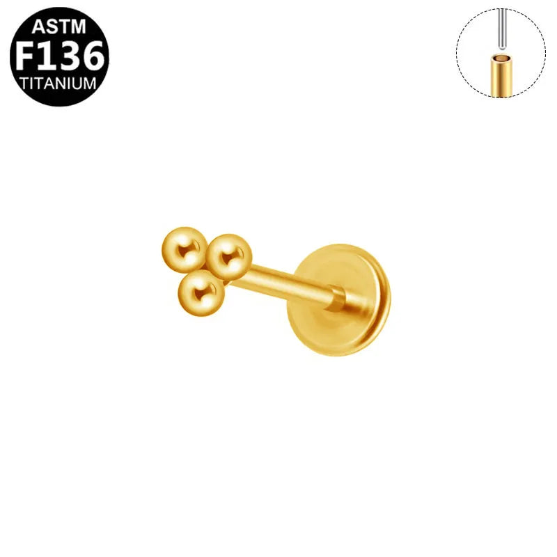 Three Little Dots | G23 Titanium Threadless Flat Back Stud 16G Gauge