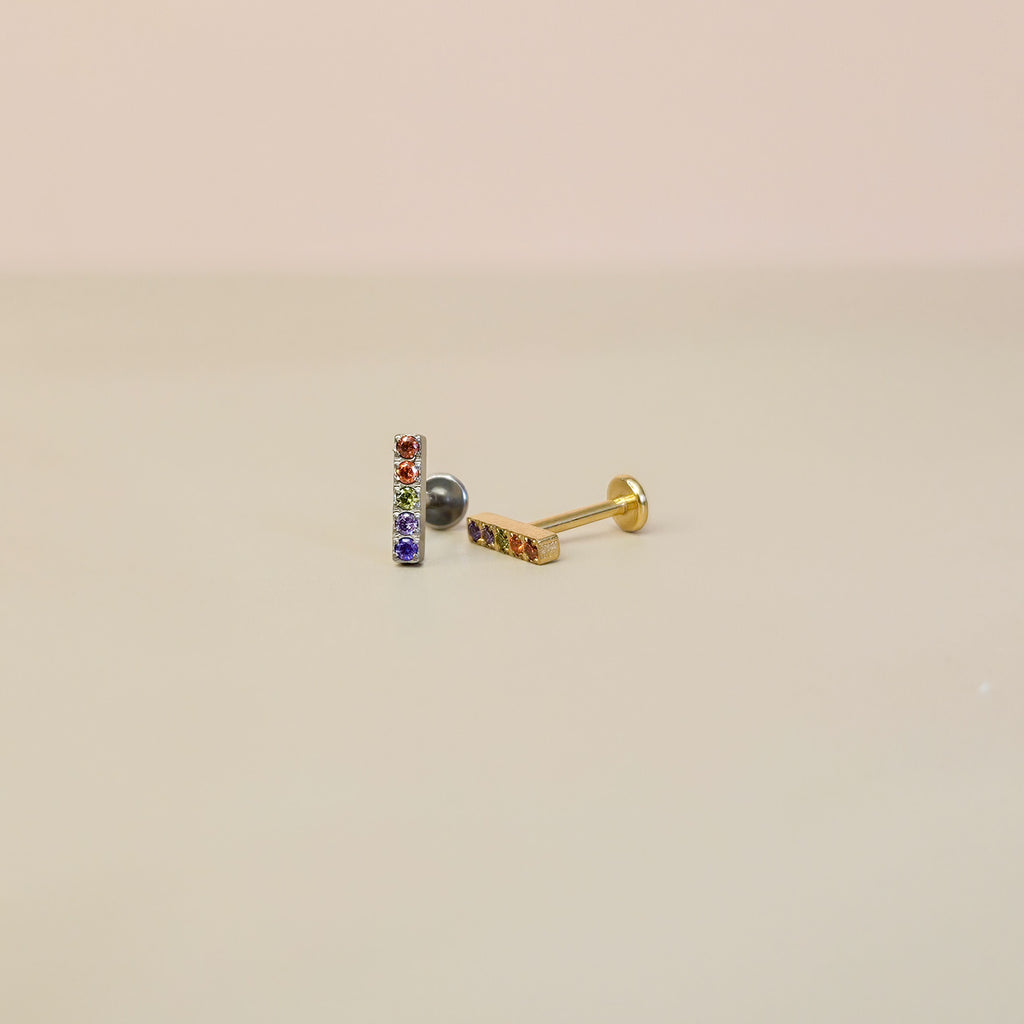 Rainbow Bar | G23 Titanium Flat Back Stud