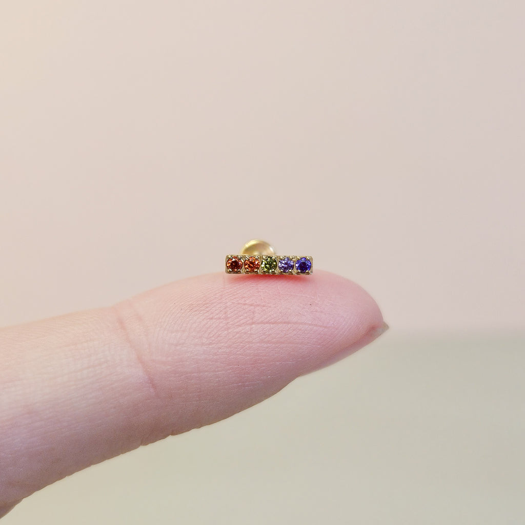Rainbow Bar | G23 Titanium Flat Back Stud