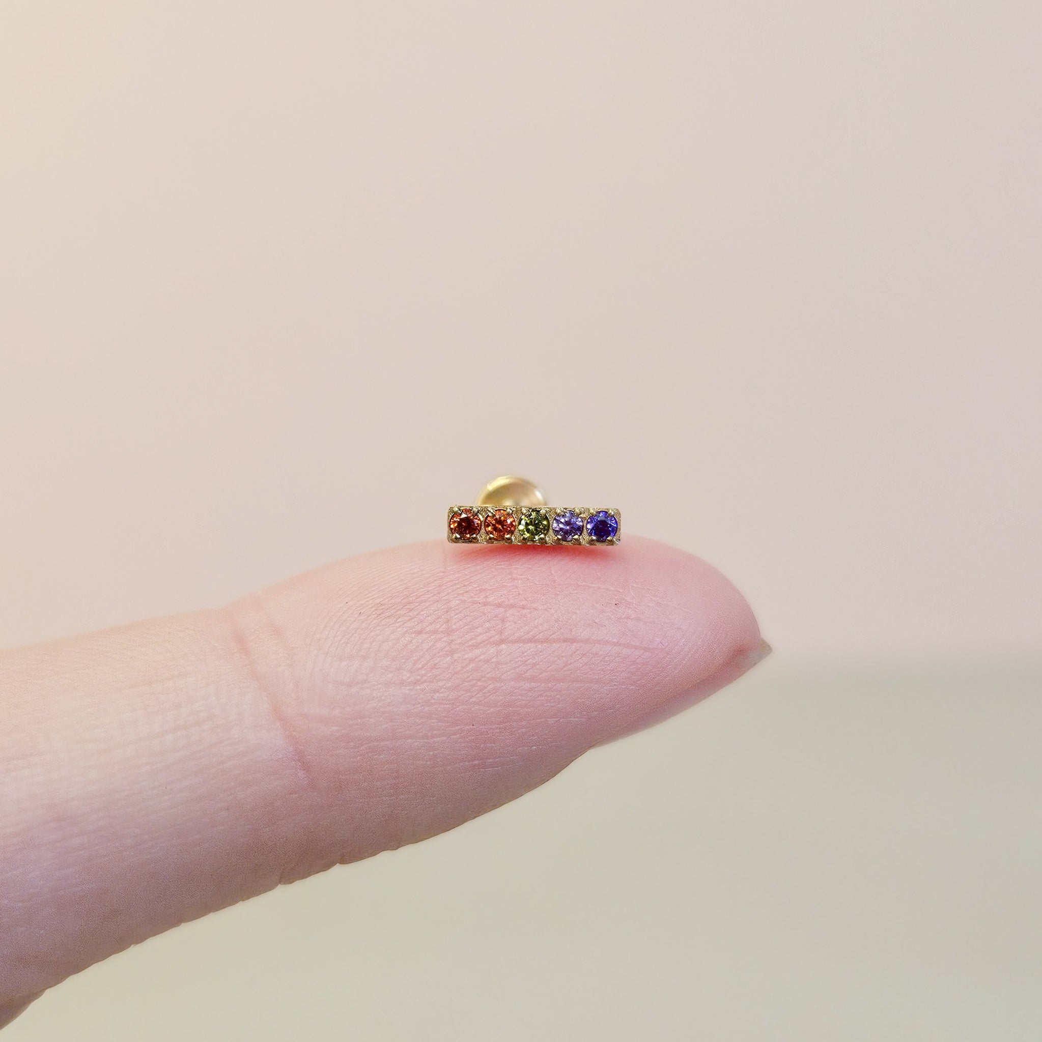 Rainbow Bar | G23 Titanium Flat Back Stud