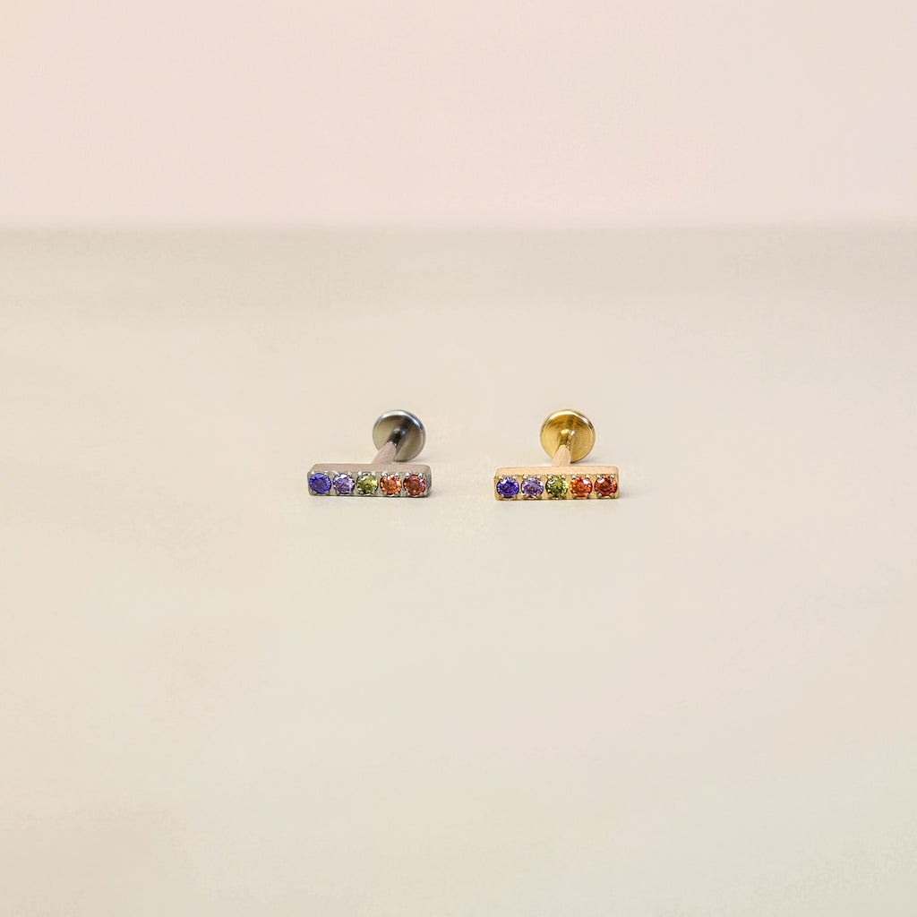 Rainbow Bar | G23 Titanium Flat Back Stud
