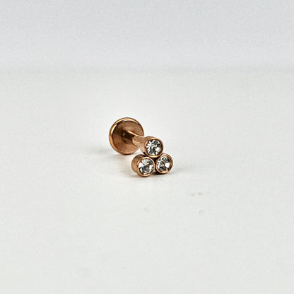 Trinity Rose Gold | Stainless Steel Flat Back Stud