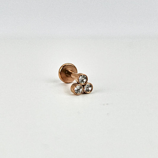 Trinity Rose Gold | Stainless Steel Flat Back Stud