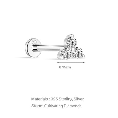 Trio Lab Diamond | Sterling Silver Flat Back Stud