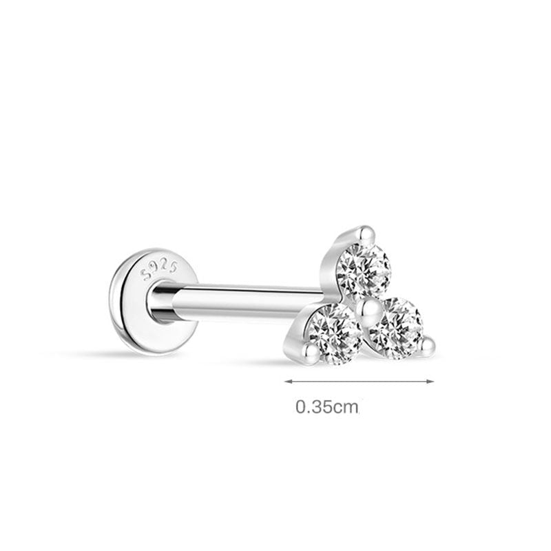 Trio Lab Diamond | Sterling Silver Flat Back Stud 16G Gauge