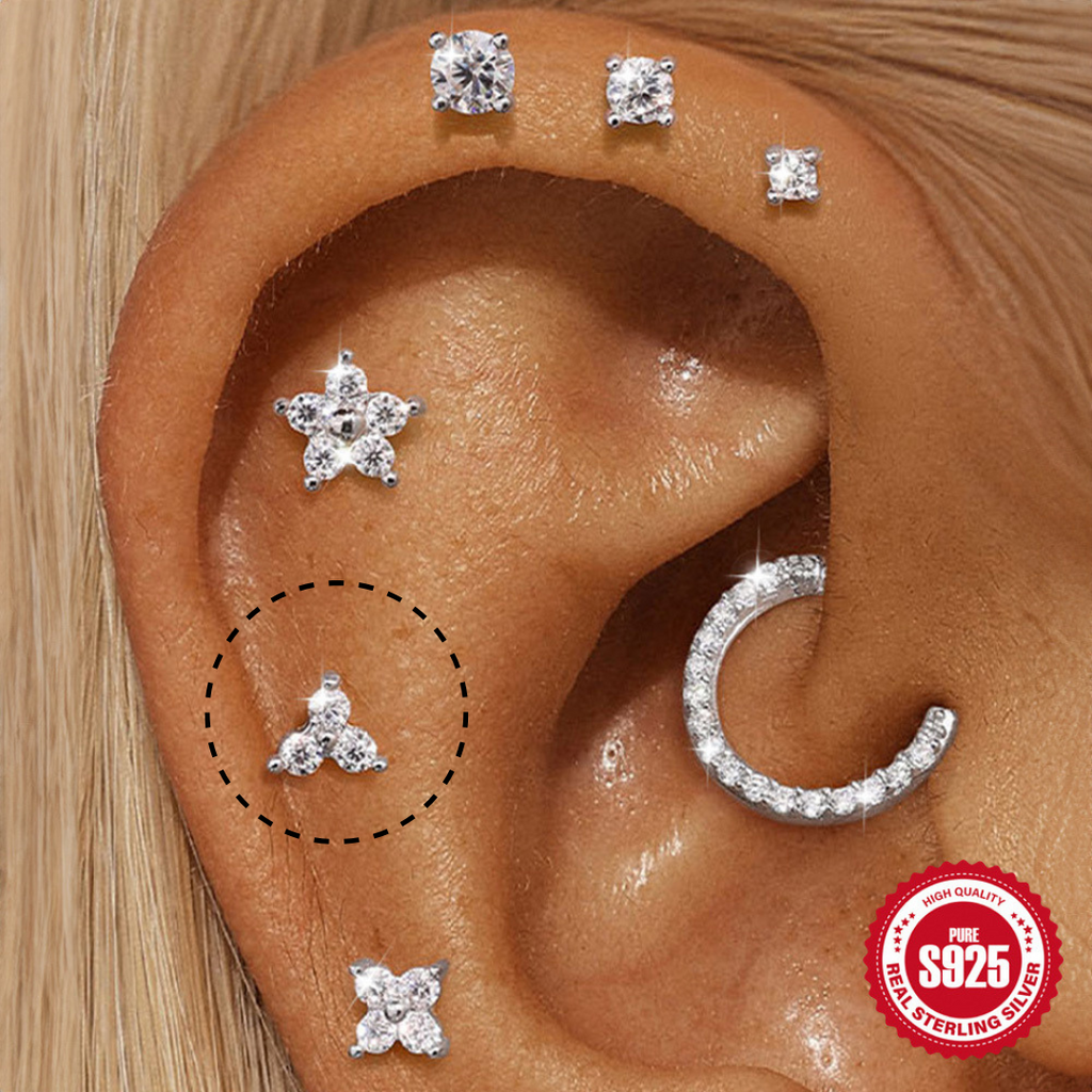 Trio Lab Diamond | Sterling Silver Flat Back Stud 16G Gauge