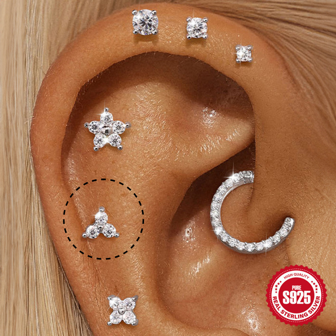 Trio Lab Diamond | Sterling Silver Flat Back Stud 16G Gauge