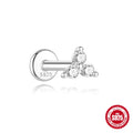 Trio Moissanite | Sterling Silver Flat Back Stud 16G Gauge