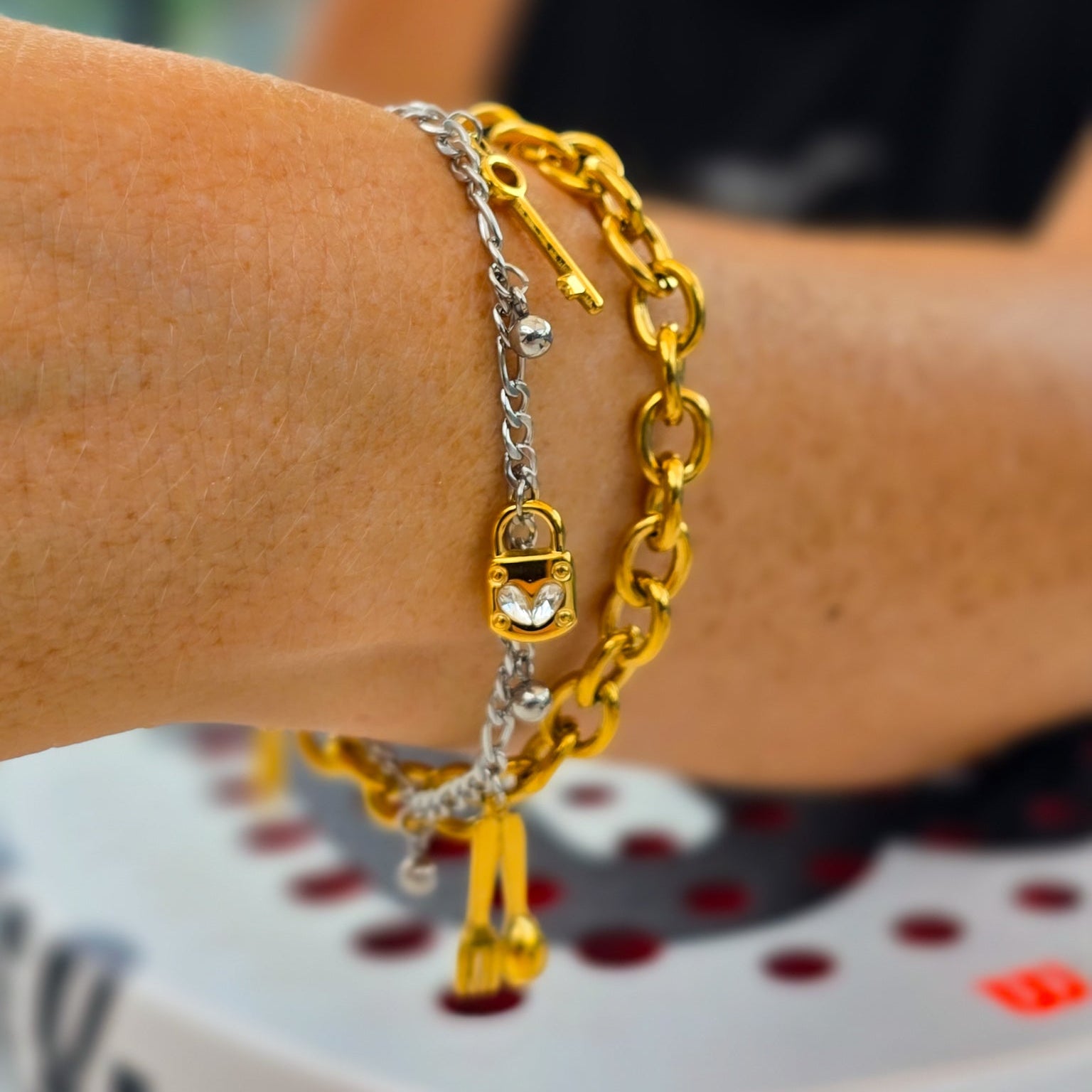 Two Tone Charm Bracelet