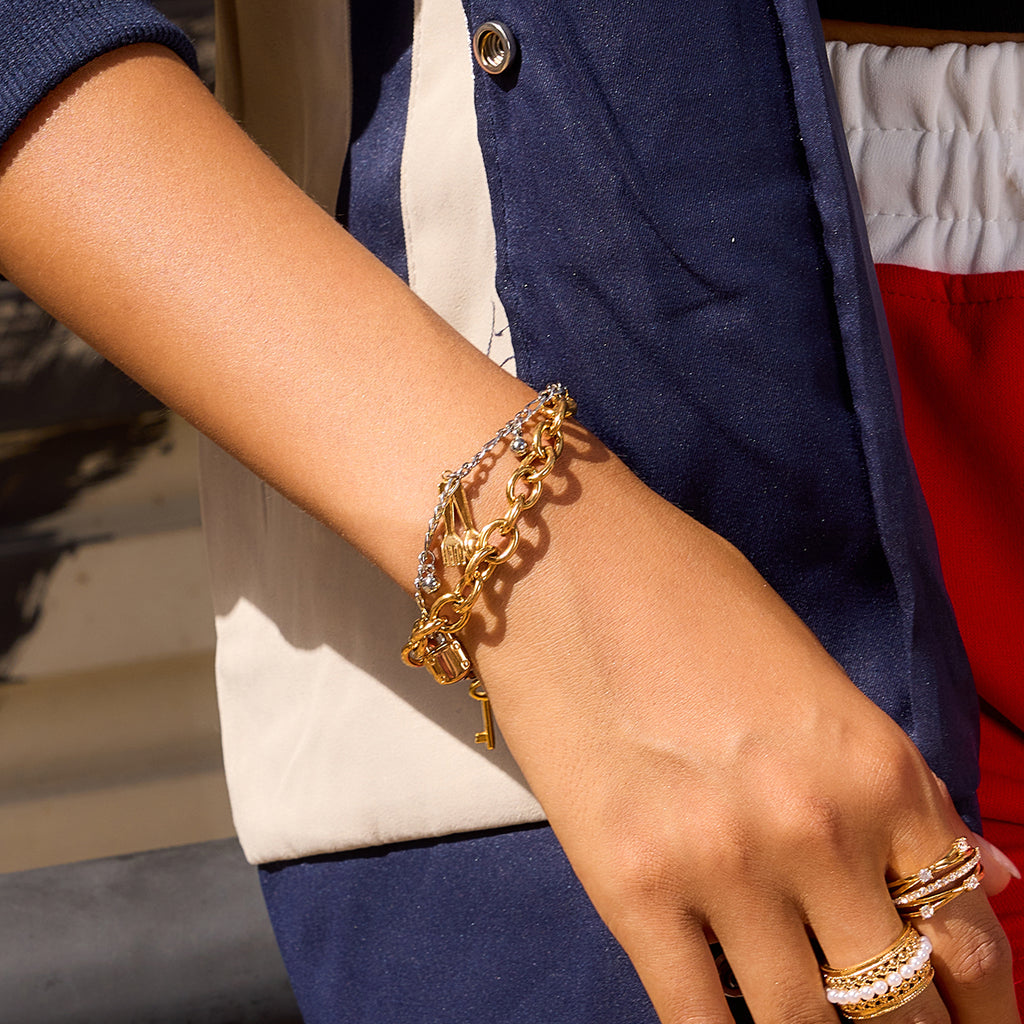 Two Tone Charm Bracelet