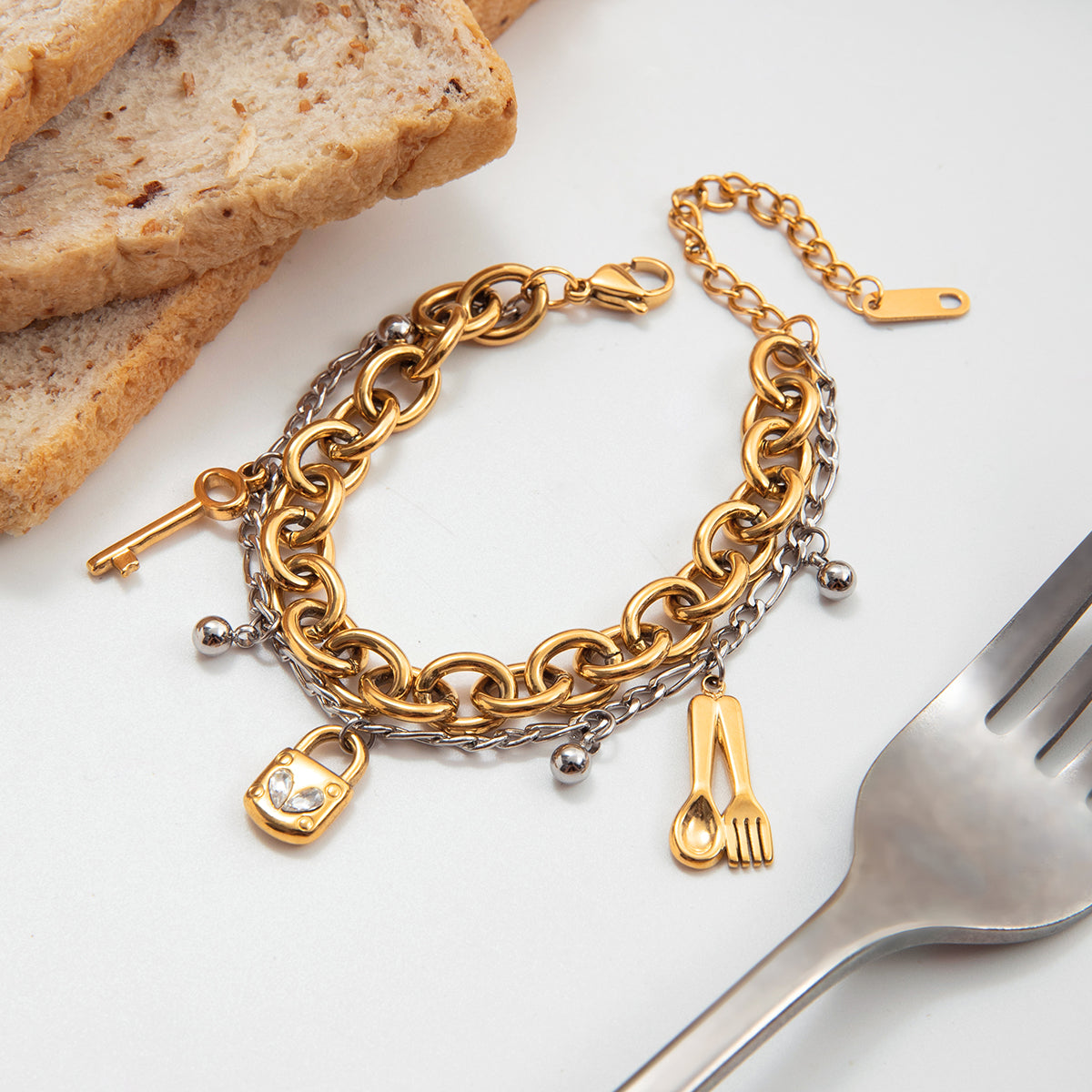 Two Tone Charm Bracelet