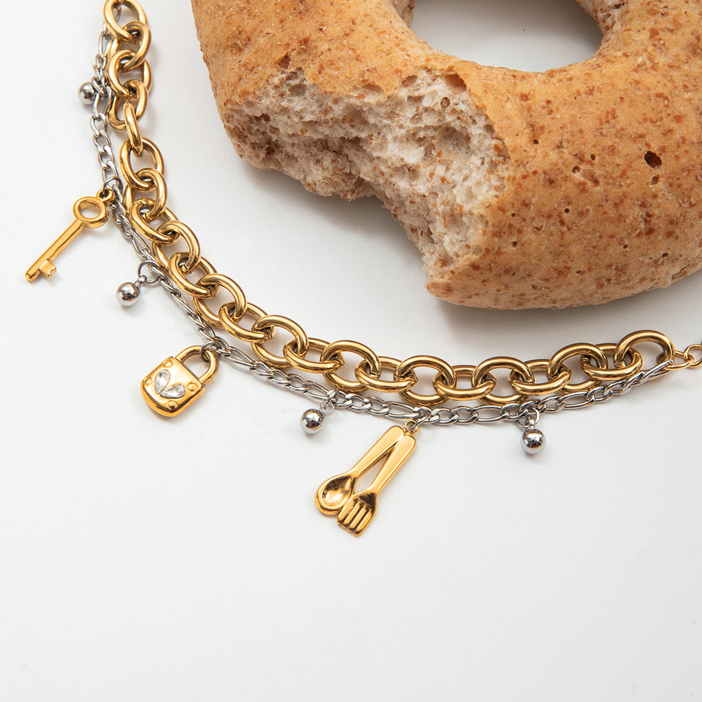 Two Tone Charm Bracelet