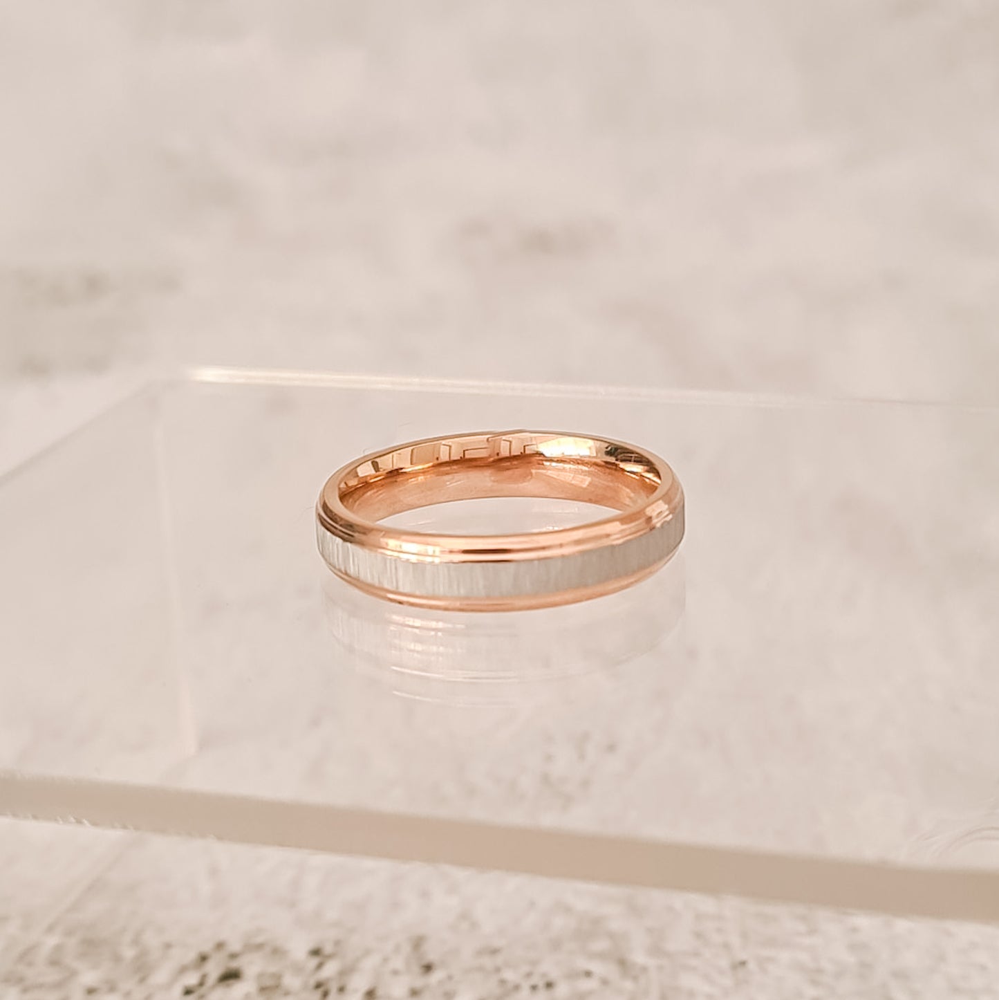 Brushed Rose Gold Titanium Ring