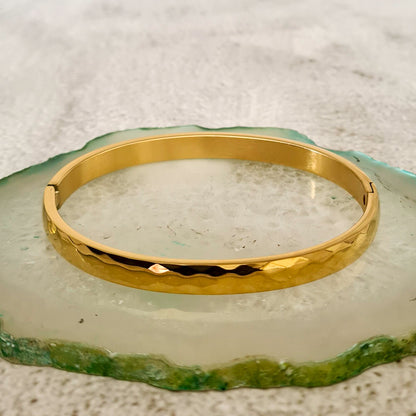 Gold geometric style hard bangle