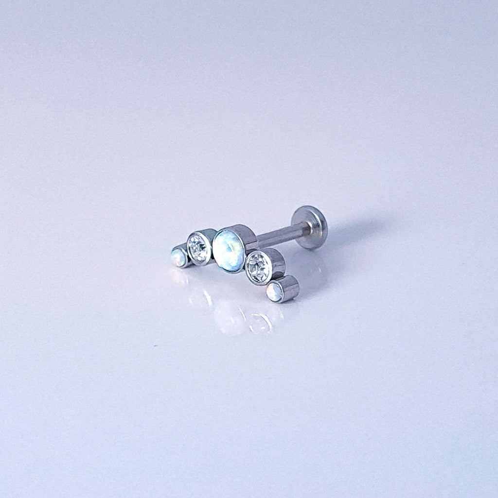 White Opal Curvy | G23 Titanium Flat Back Stud