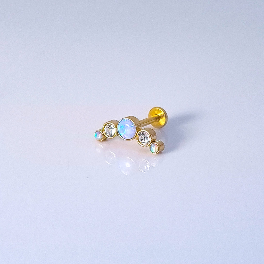 Blue Opal Curvy | G23 Titanium Flat Back Stud