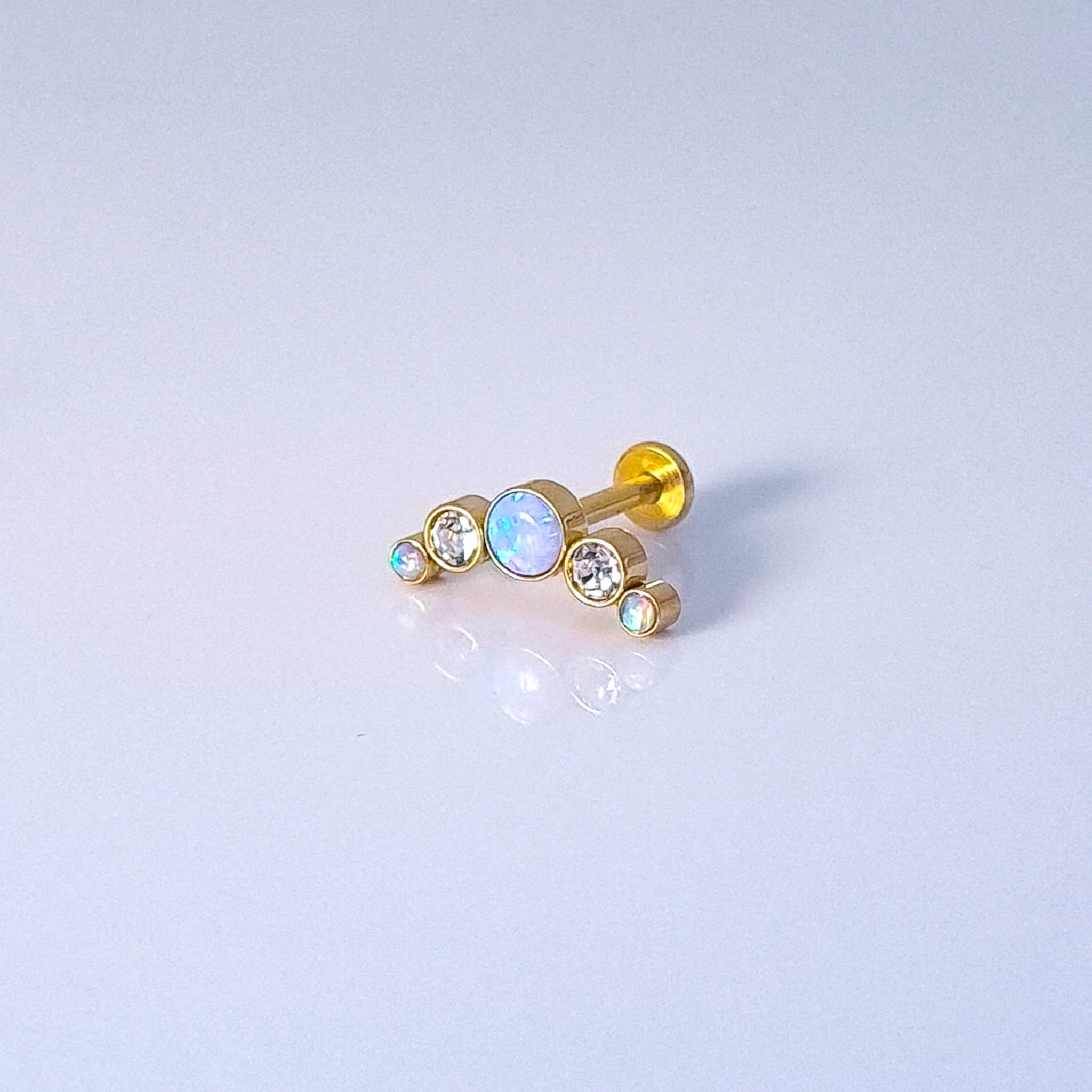 Blue Opal Curvy | G23 Titanium Flat Back Stud