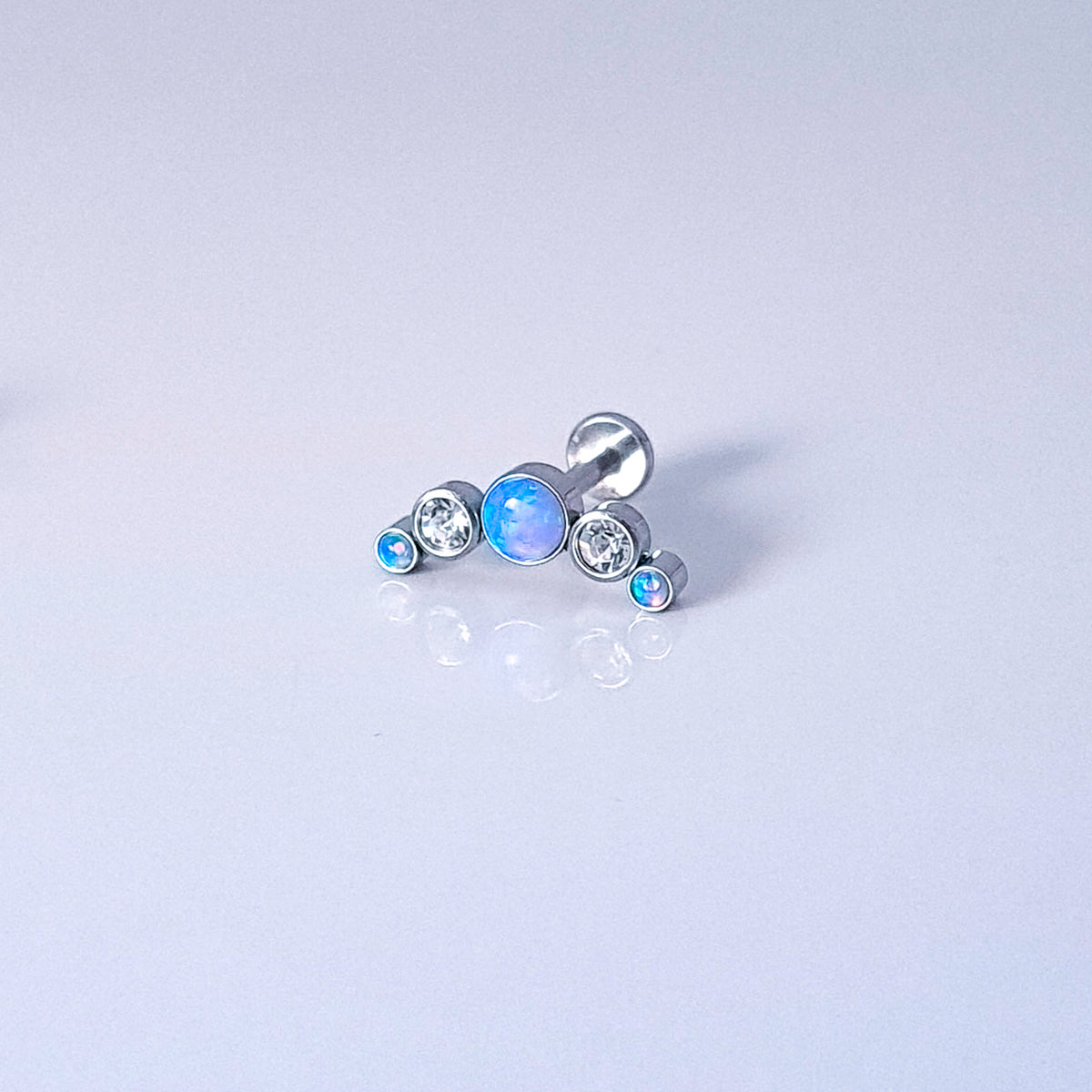 Blue Opal Curvy | G23 Titanium Flat Back Stud