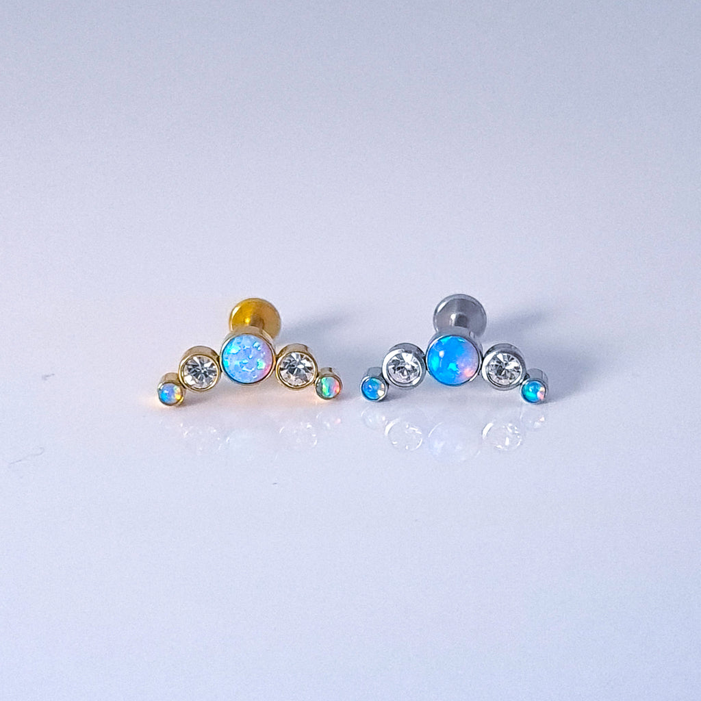 Blue Opal Curvy | G23 Titanium Flat Back Stud