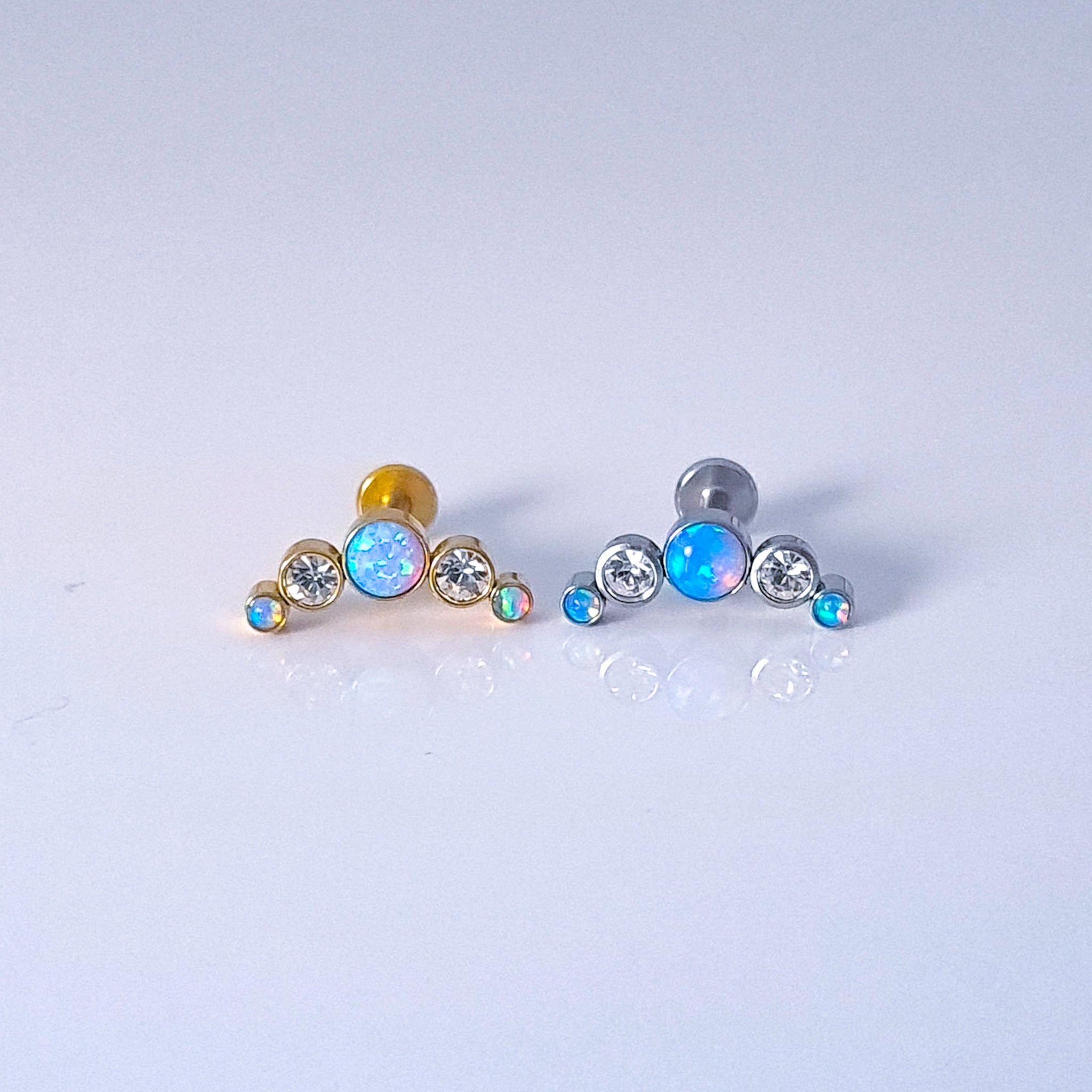 Blue Opal Curvy | G23 Titanium Flat Back Stud