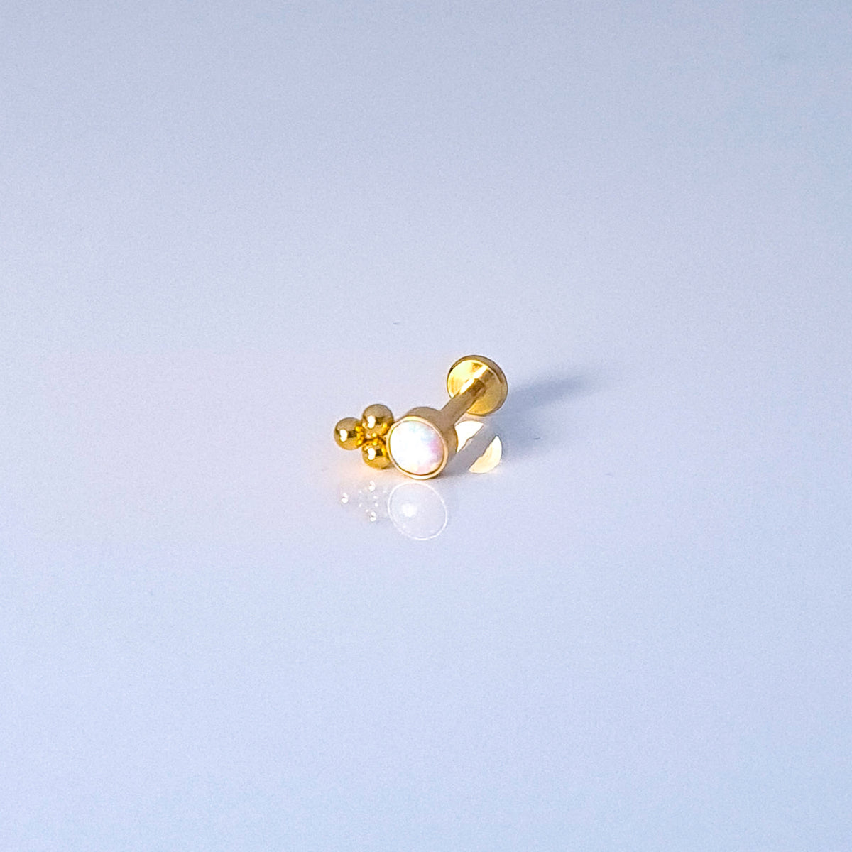 White Opal Flair | G23 Titanium Flat Back Stud 16G Gauge