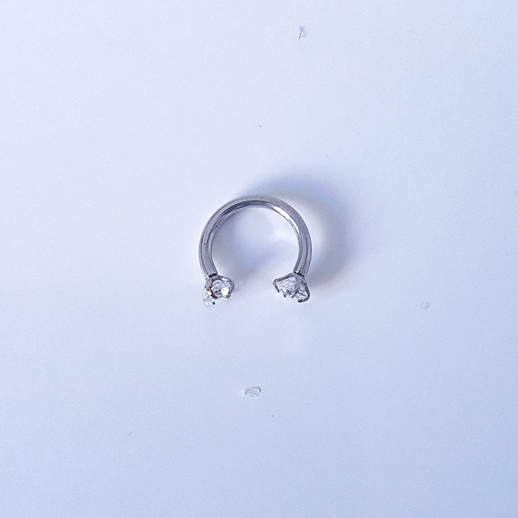 Cubic Zirconia | Stainless Steel Circular Barbell Ring 16G Gauge
