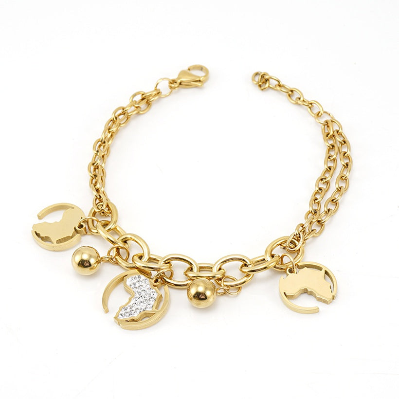 Lovely Yellow Gold Floral Charm Bracelet