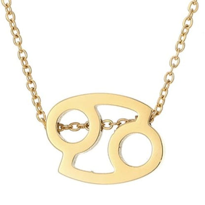 Cancer Stainless steel pure 18ct gold plated zodiac horoscope minimalist necklace