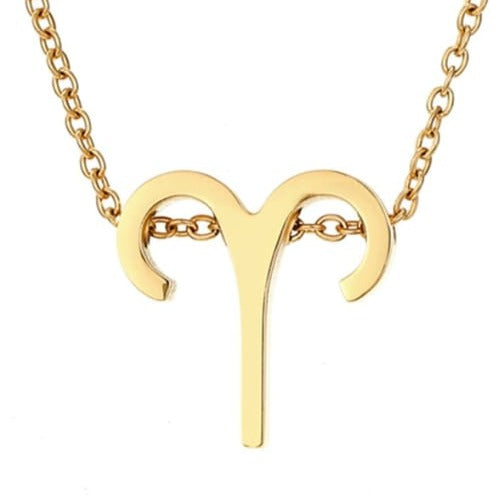 Aries Stainless steel pure 18ct gold plated zodiac horoscope minimalist necklace