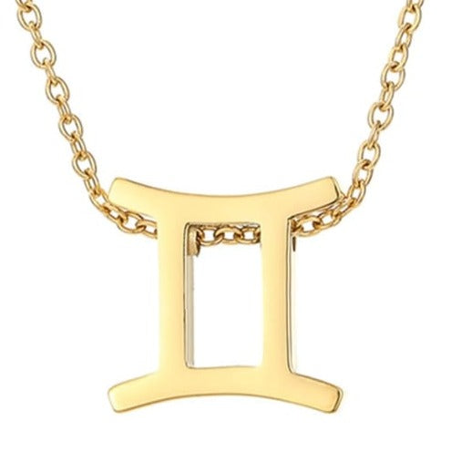 Gemini Stainless steel pure 18ct gold plated zodiac horoscope minimalist necklace