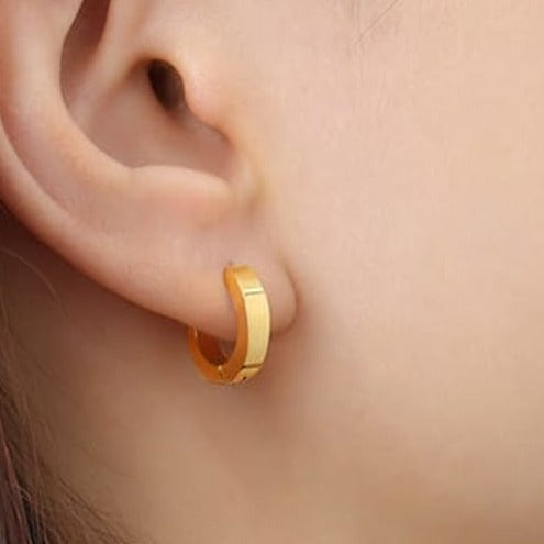 Gold plated titanium hypoallergenic huggie earring