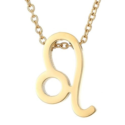 Leo Stainless steel pure 18ct gold plated zodiac horoscope minimalist necklace