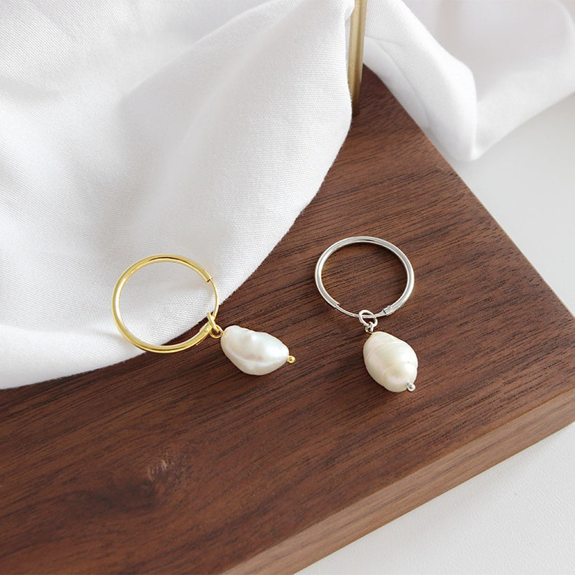 Pearl Hoops in Sterling Silver