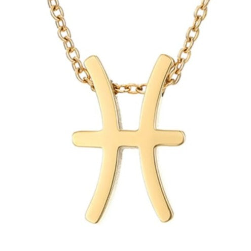 Pisces Stainless steel pure 18ct gold plated zodiac horoscope minimalist necklace