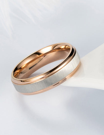 Brushed Rose Gold Titanium Ring