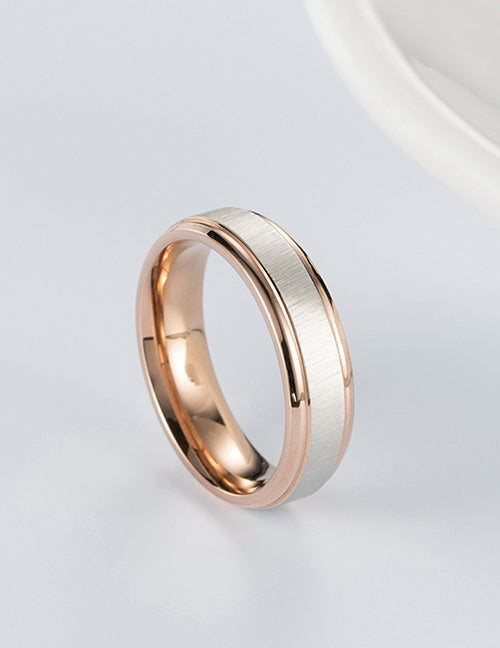 Brushed Rose Gold Titanium Ring