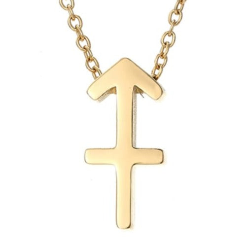 Sagittarius Stainless steel pure 18ct gold plated zodiac horoscope minimalist necklace