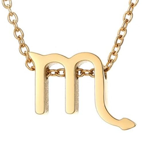 Scorpio Stainless steel pure 18ct gold plated zodiac horoscope minimalist necklace