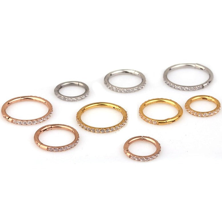 1.2mm CZ | Stainless Steel Seamless Clicker Ring 16G Gauge
