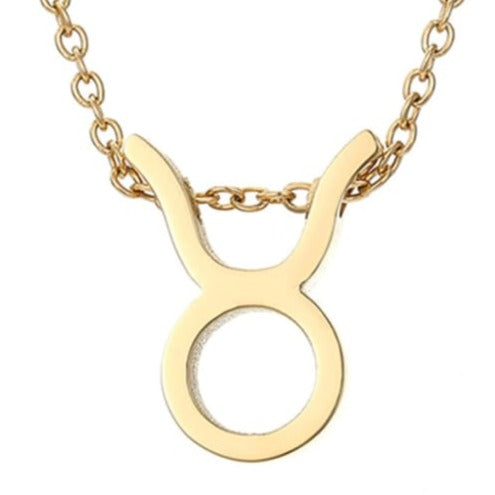 Taurus Stainless steel pure 18ct gold plated zodiac horoscope minimalist necklace