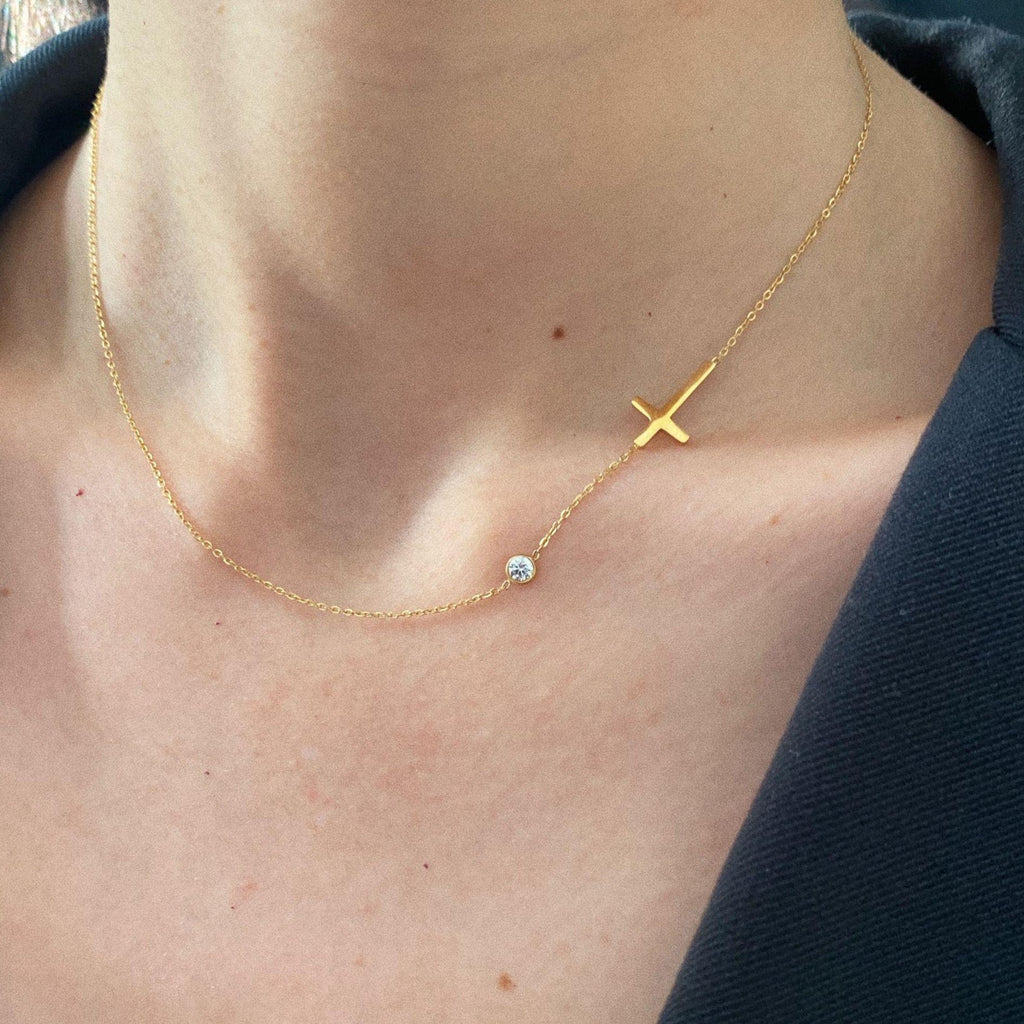 Diamante Cross Necklace