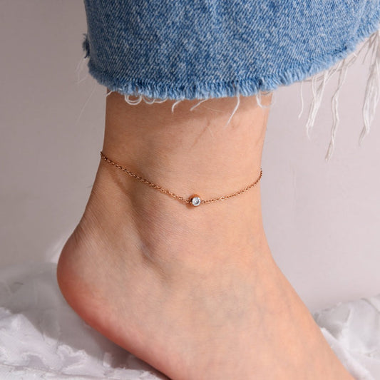 Rose Gold Diamante Anklet