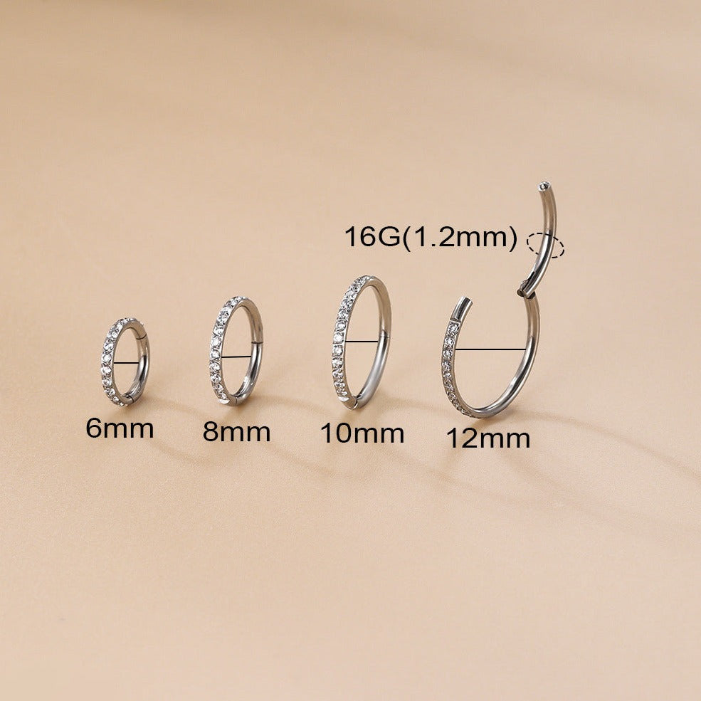 1.2mm CZ | Stainless Steel Seamless Clicker Ring 16G Gauge