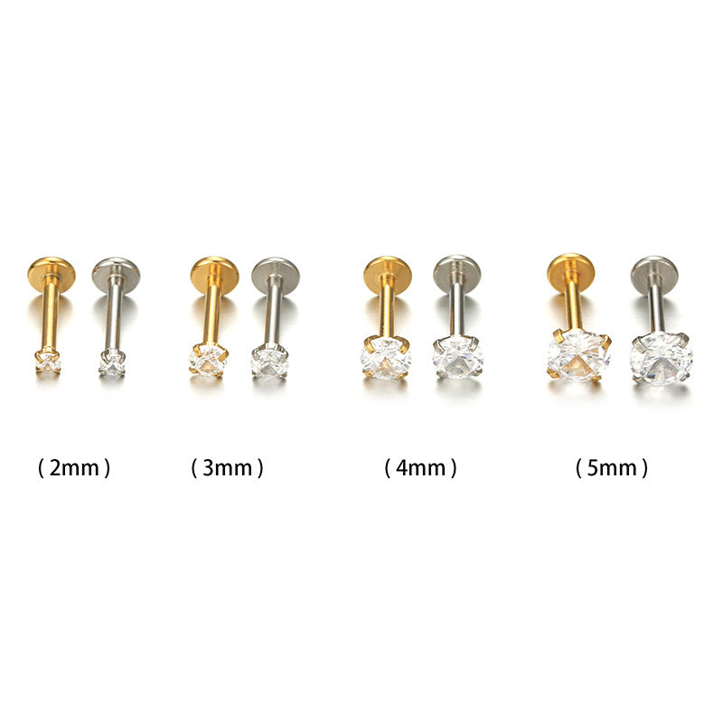 Cubic Zirconia | Stainless Steel Flat Back Stud 16G Gauge